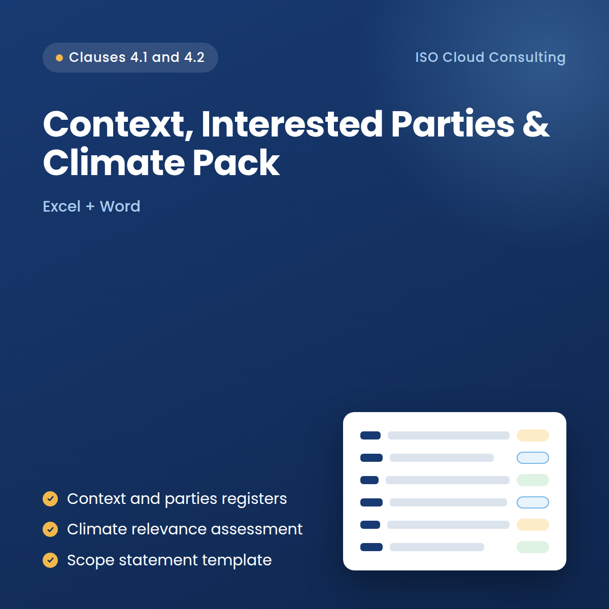 Context, Interested Parties & Climate Change Pack (ISO 9001:2026 Clauses 4.1 & 4.2)