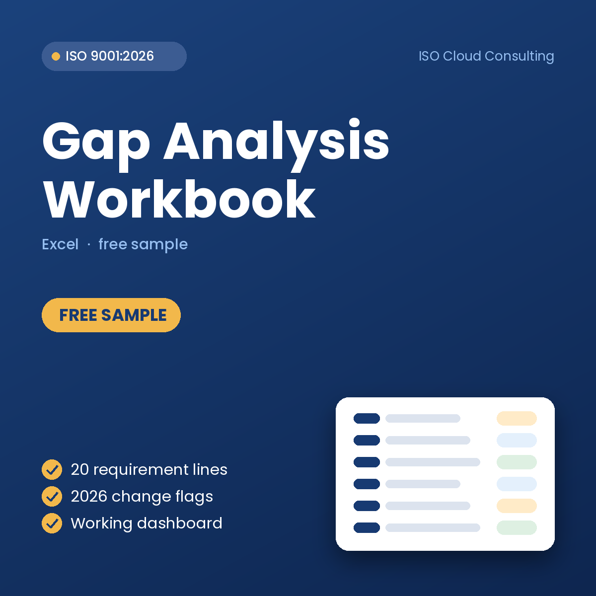 Free ISO 9001:2026 Gap Analysis Workbook sample cover
