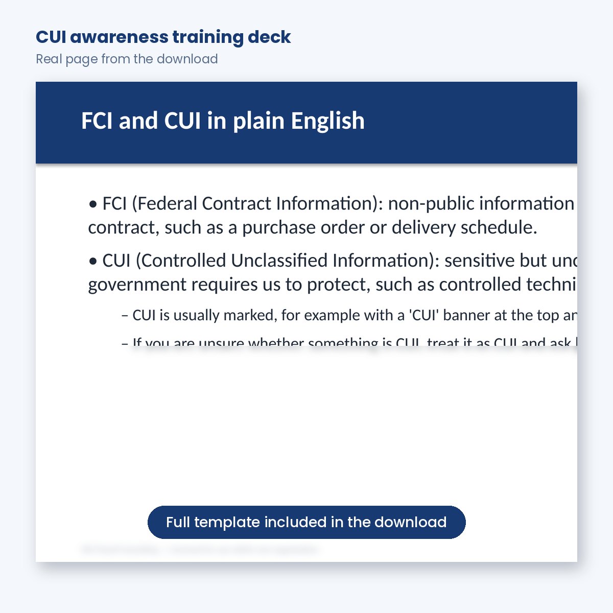 Slide from the CUI and security awareness training deck