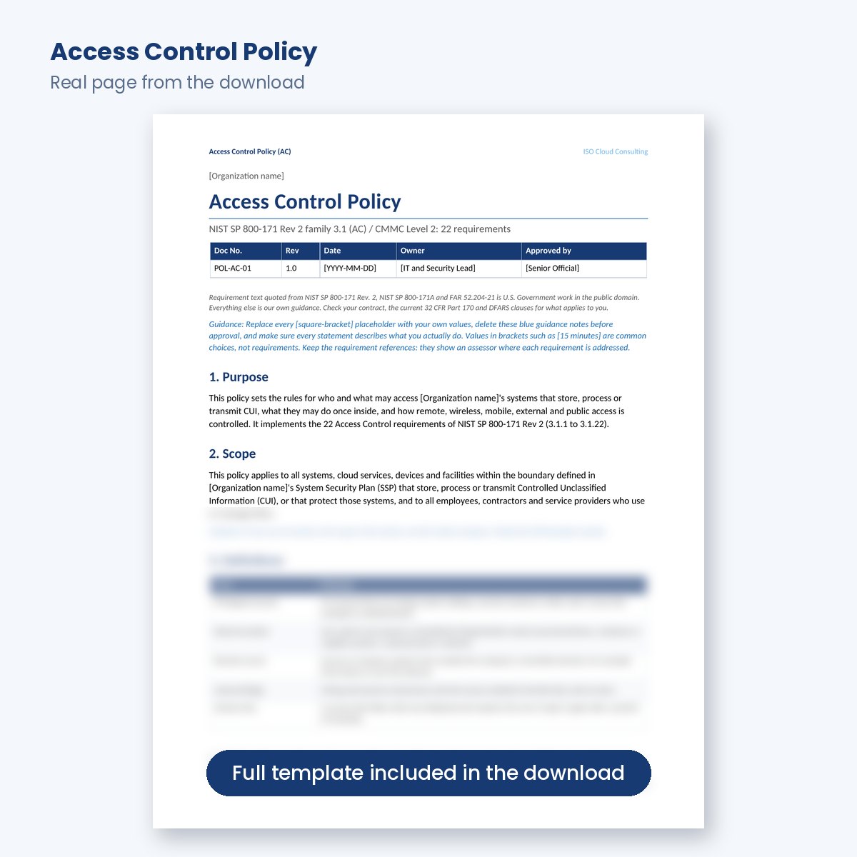 First page of the CMMC Access Control policy
