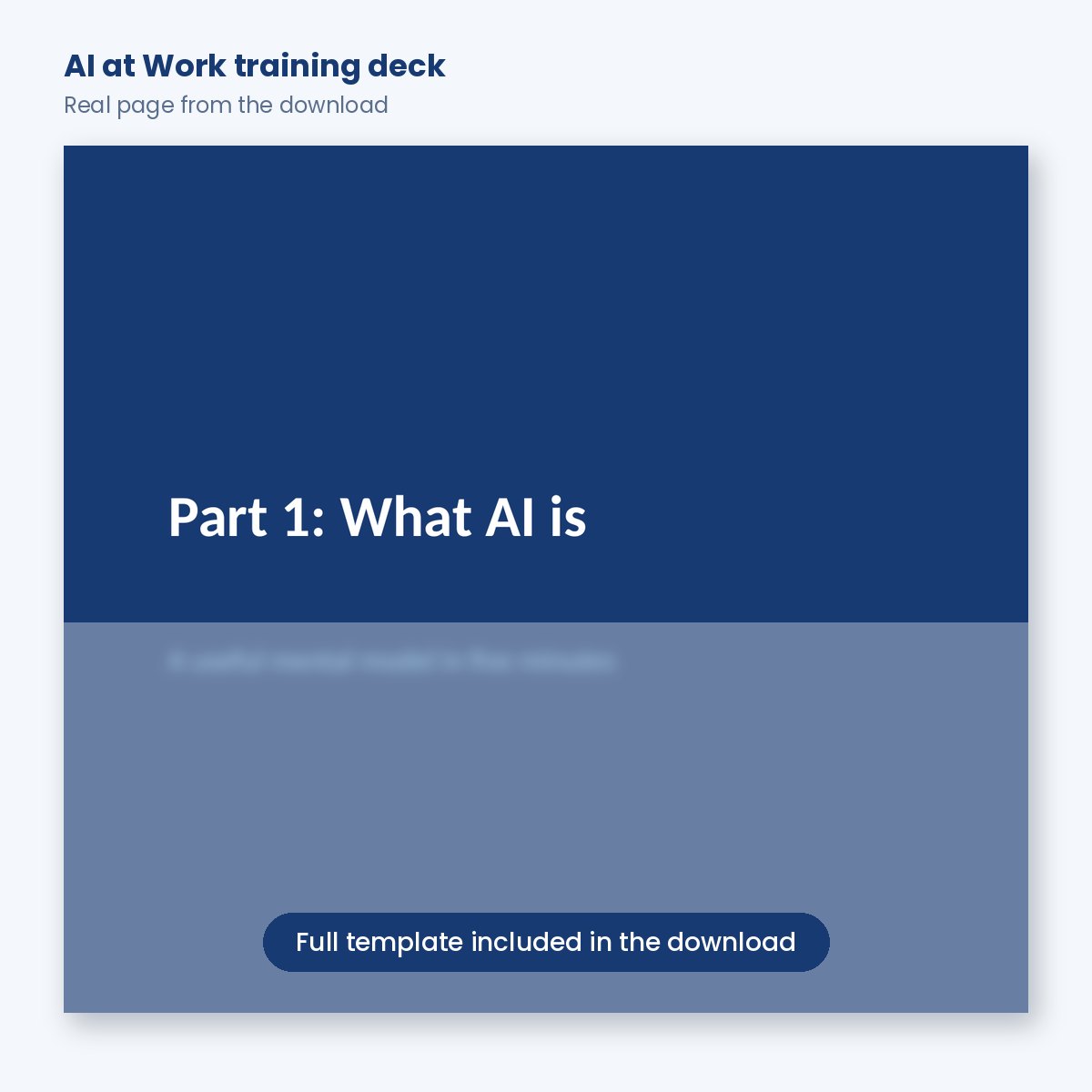 Slide from the AI at Work awareness training deck