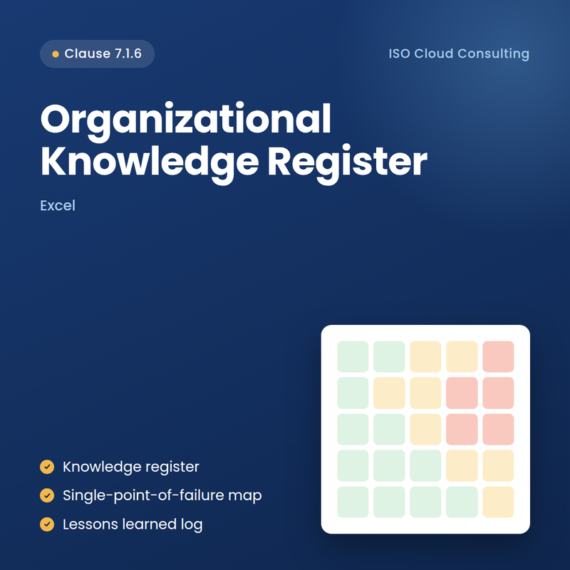 ISO 9001:2026 Organizational Knowledge Register cover