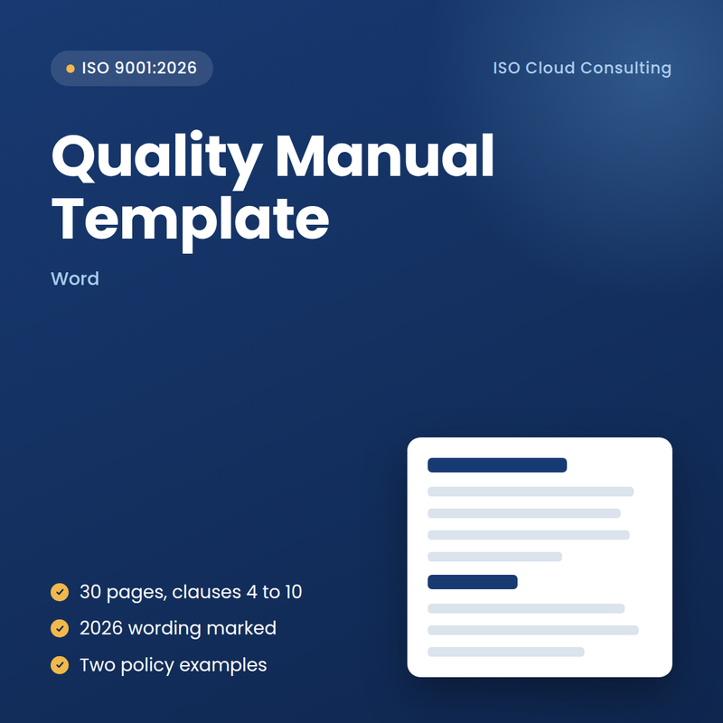 ISO 9001:2026 Quality Manual Template cover
