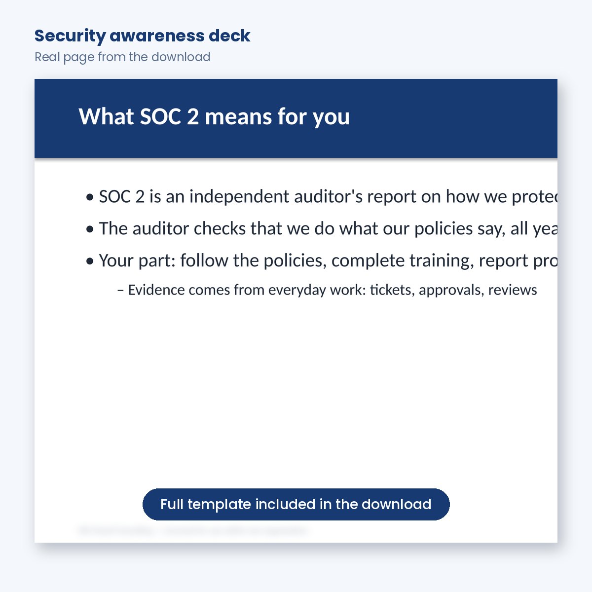 Slide from the SOC 2 security awareness training deck